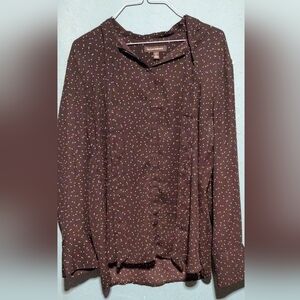 Banana Republic Black Blouse with White Dots